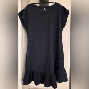 Giocam Women Short Cap Sleeve Peruvian Cotton Mini Dress Ruffled Hem Pockets XL